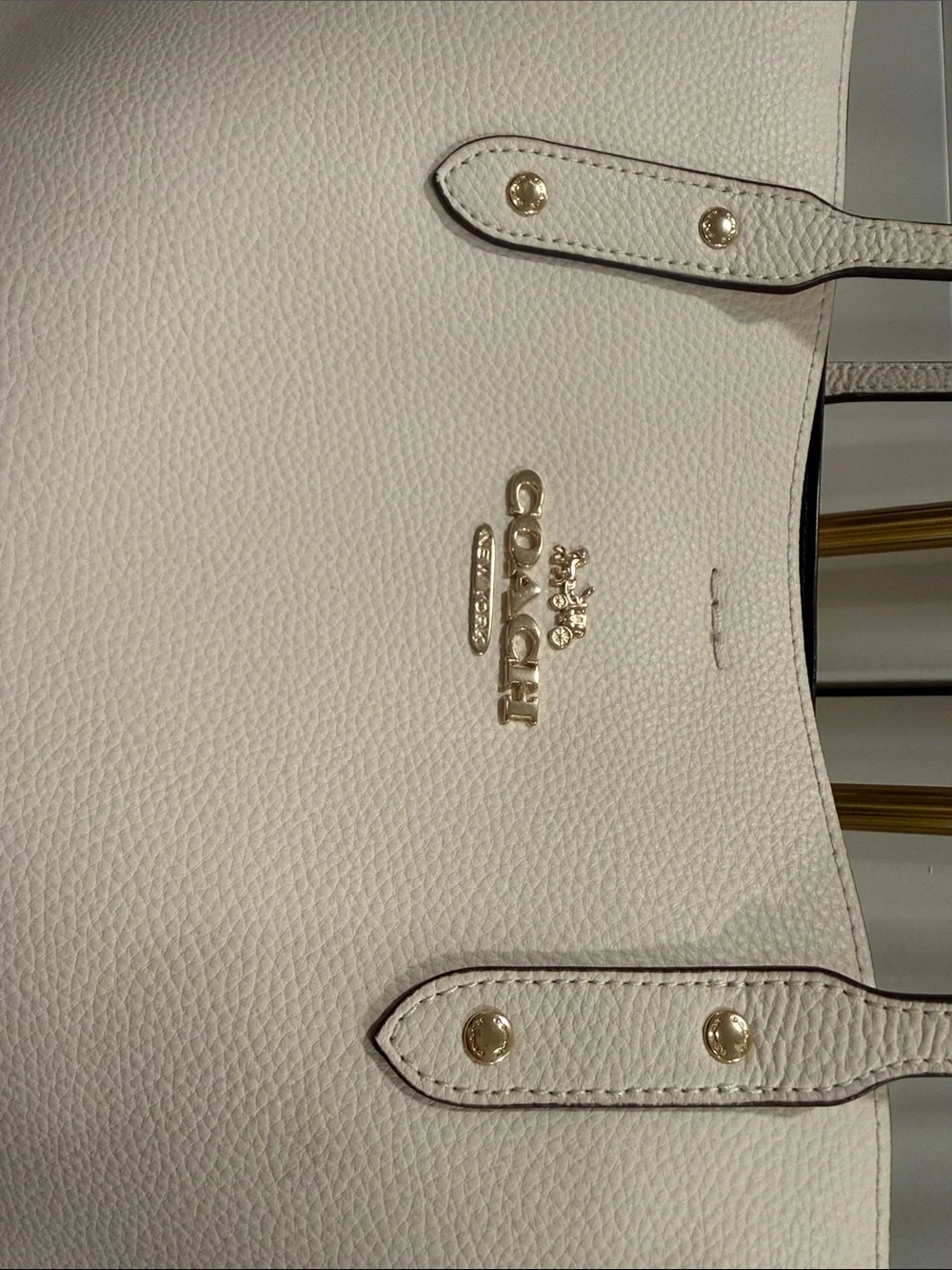 COACH Pebbled Leather Tote in off white with Gold Hardware